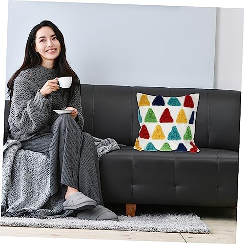 Amosfun Colorful Rainbow Embroidered Throw Pillow Case