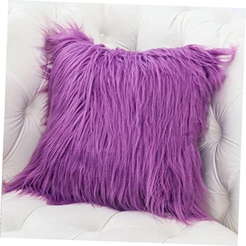 LIFKOME Fluffy Pillow Cover Purple Square Throw