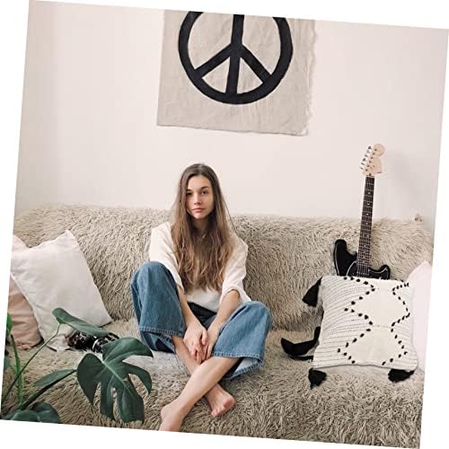 Amosfun Tassel Pillow Cover for Home Decor