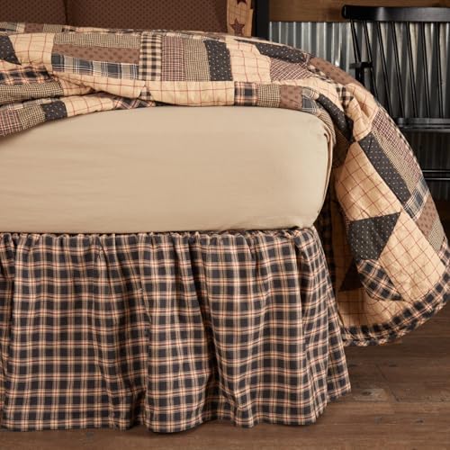 VHC Brands Bingham Star Check Queen Bed Skirt