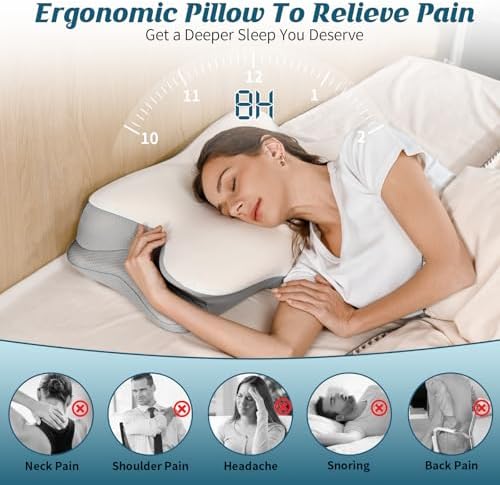 HAMYODO Ergonomic Neck Pillow with Cooling Memory Foam