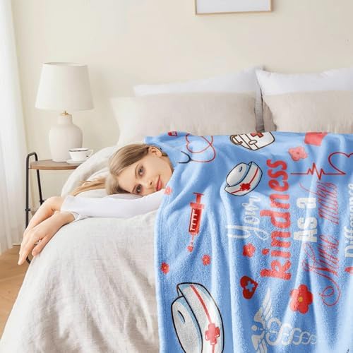 Nurse Gift Blanket 50x60 - Soft Flannel Throw with Medical Symbols 1