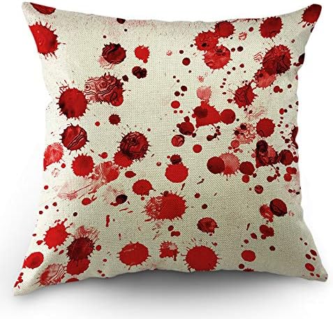 Moslion Halloween Pillow Cover 18x18 Inch Cotton Linen Square Throw Pillow Case Red
