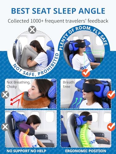 SARISUN Travel Pillow with Eye Mask - Black