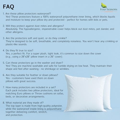 Four Seasons Essentials Throw Pillow Covers Set of 2 18x18 Waterproof