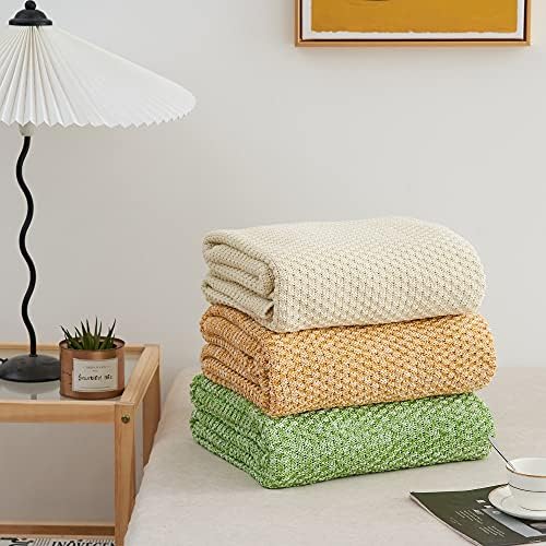 Longhui Bedding Cream Cotton Throw Blanket 60x80 Inches