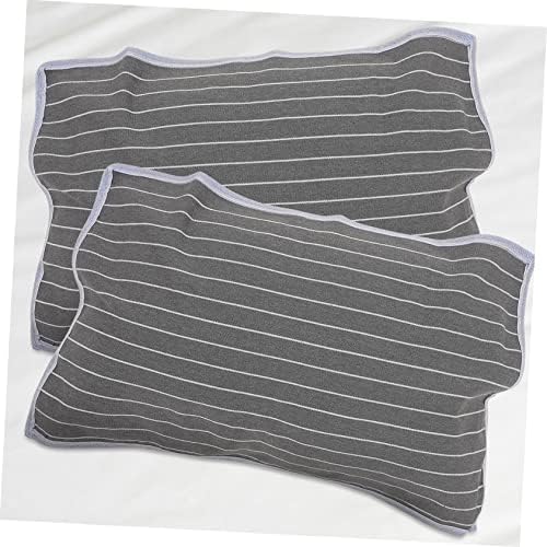 ERINGOGO 2Pcs Breathable Pillow Towels with Zip Gray Striped Design