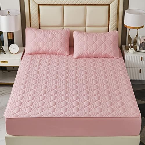 Extra Deep Pocket Fitted Sheet with Quilted Design Pink Twin XL 1