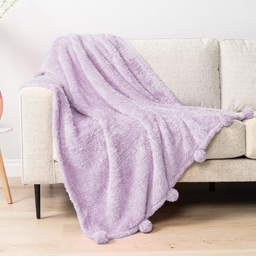 PAVILIA Lavender Sherpa Throw Blanket 50x60 1