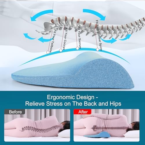 BALAPET Lumbar Support Pillow for Sleep and Back Pain Relief Blue
