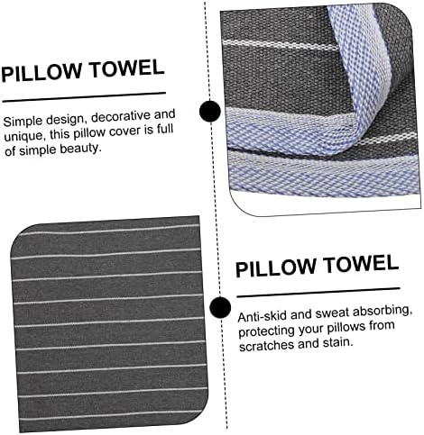 2pcs Gray Stripe Skid Pillow Protectors Breathable Travel Pillowcase Towels