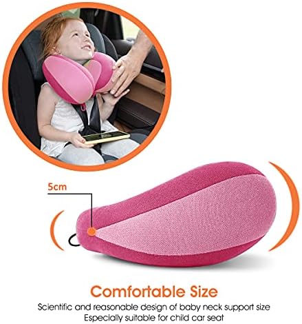 INFANZIA Kids Travel Neck Pillow with Head and Chin Support Pink