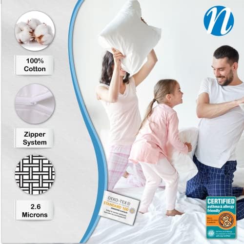 National Allergy Premium Cotton Zippered Pillow Protector 2 Pack