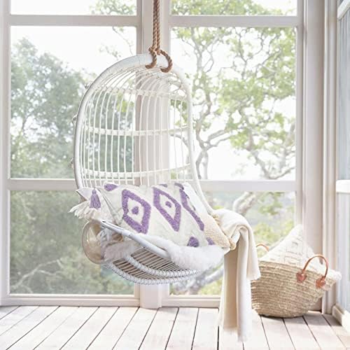 AFUXING 18x18 Woven Throw Pillow Covers with Tassels