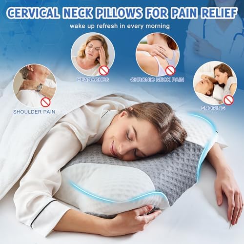 VJASD Memory Foam Neck Pillow - Pain Relief Cool Sleep Support