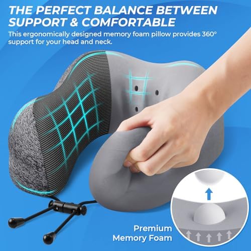 ExploreBliss Travel Pillow Set with Eye Mask Earplugs and Storage Bag