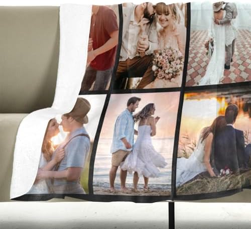 Personalized Photo Blanket for Couple 10th Anniversary Gift