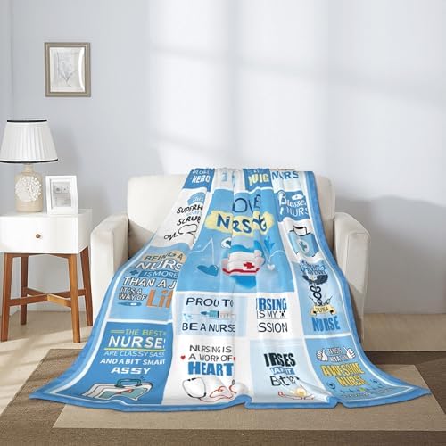 Nurse-Themed Flannel Throw with Inspiring Quotes