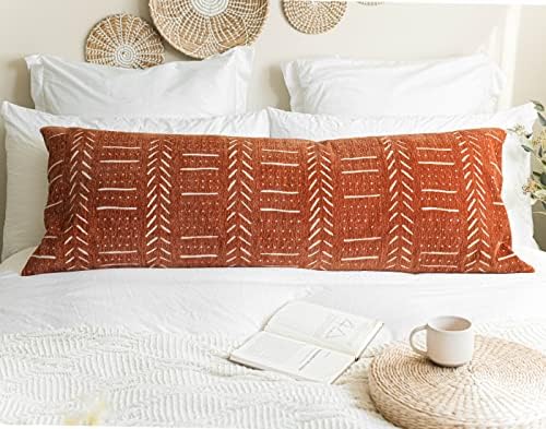 BlissBlush Brick Red Boho Body Pillow Cover 20x54 1