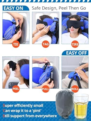 SARISUN Travel Pillow with Eye Mask - Black