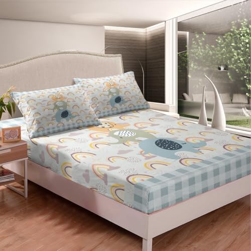 Castle Fairy Cute Elephant Fitted Sheet Set with Pillowcases