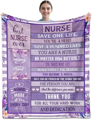 Nurse Appreciation Throw Blanket 60x50 Purple Floral