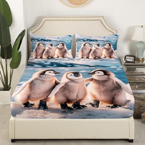 Homewish Cute Penguin Fitted Sheet Twin Set