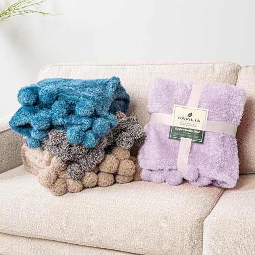 PAVILIA Lavender Sherpa Throw Blanket 50x60 1