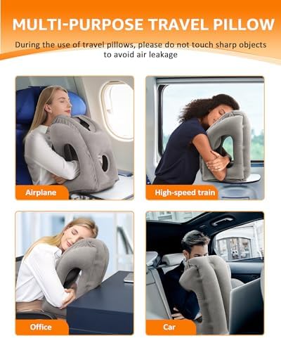 Sunany Inflatable Travel Pillow with Eye Mask and Earplugs