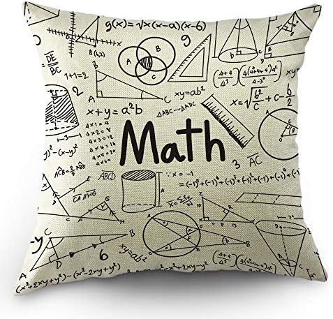 Moslion Education Pillow Cover 18x18 Inch Cotton Linen Square Decor