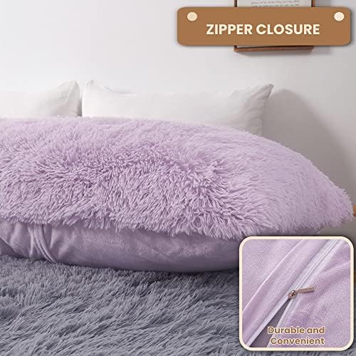 MEGO Fluffy Body Pillow Cover - Lavender Light Purple