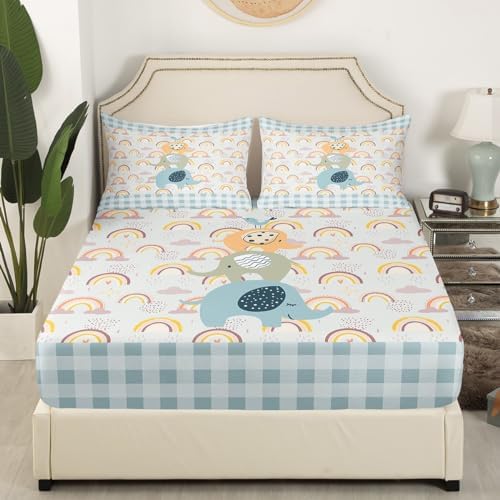 Castle Fairy Cute Elephant Fitted Sheet Set with Pillowcases