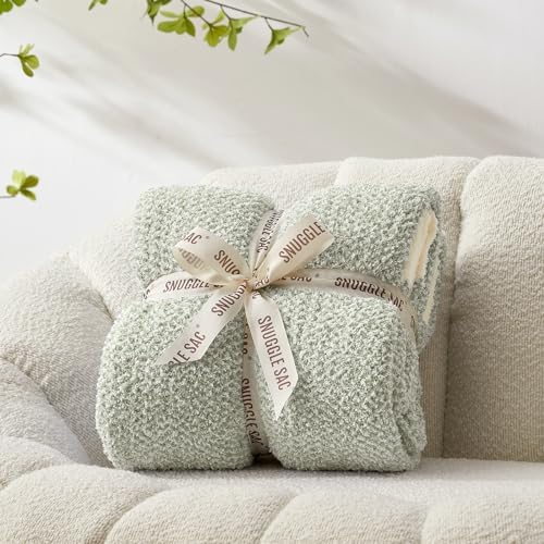 Snuggle Sac Heather Sage Green Throw Blanket