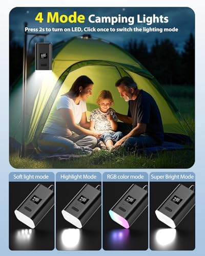 ZOPOM Portable Air Pump with LED Light and 5 Nozzles