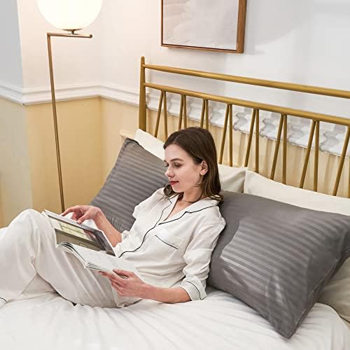 ELNIDO QUEEN Body Pillow with Dark Gray Stripe Cover