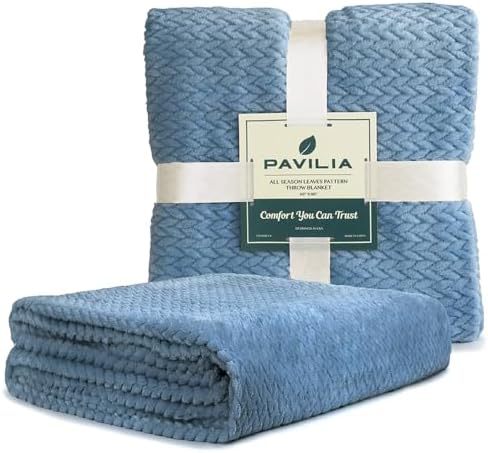 PAVILIA Dusty Blue Microfiber Throw Blanket 60x80 Inch