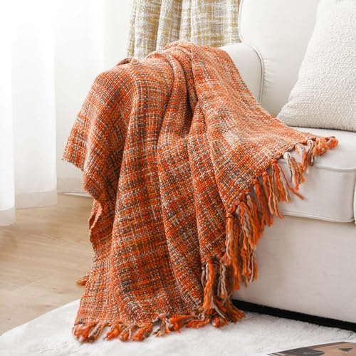 BATTILO HOME Rust Orange Throw Blanket 50x60 1