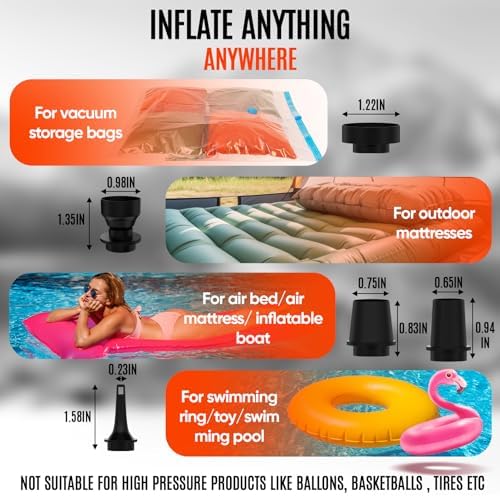 TIALLY Portable Air Pump - 2400mAH Rechargeable for Inflatables