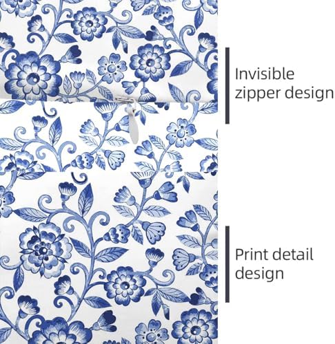 Blue and White Porcelain Floral Body Pillow Cover 20x54