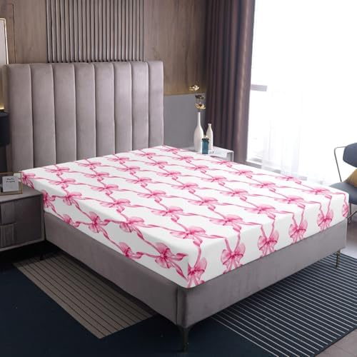 Castle Fairy Pink Bowknot Fitted Sheet Twin Size Set
