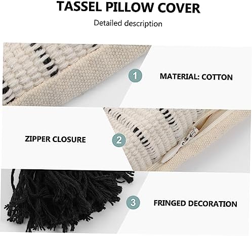 Amosfun Tassel Pillow Cover for Home Decor