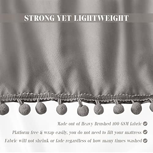 Elegant Comfort 1-Piece Pom-Pom Bed Skirt 16inch Drop