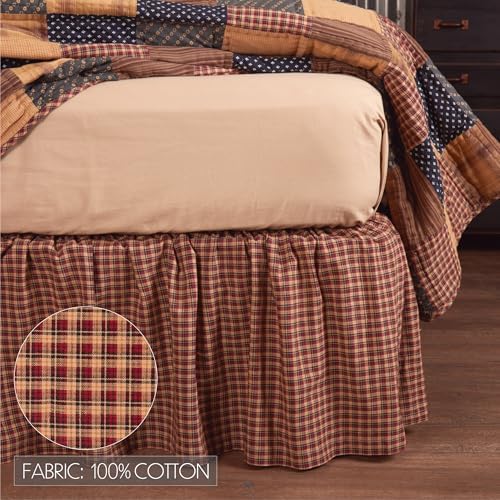 VHC Brands Americana Red Bed Skirt Queen Size