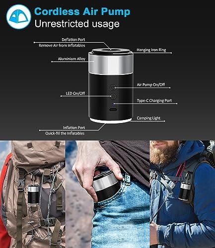 LIBERRWAY Rechargeable Air Pump - Cordless Portable with LED Light