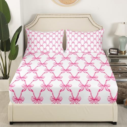 Castle Fairy Pink Bowknot Fitted Sheet Twin Size Set