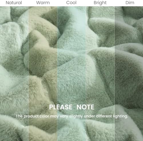 Cozy Bliss Faux Fur Throw Blanket - Green 50x60 Inches
