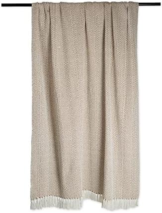 DII Herringbone Striped Cotton Throw Blanket 50x60 Stone