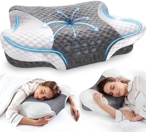 VJASD Memory Foam Neck Pillow - Pain Relief Cool Sleep Support
