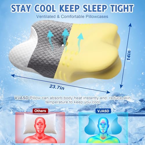 VJASD Memory Foam Neck Pillow - Pain Relief Cool Sleep Support