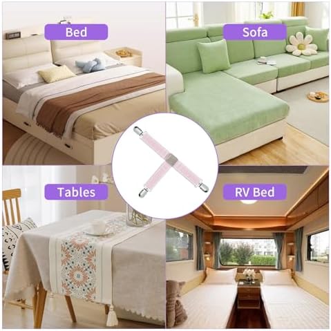 Febcraft 4 Pcs Adjustable Sheet Straps with PU Leather Clips 1